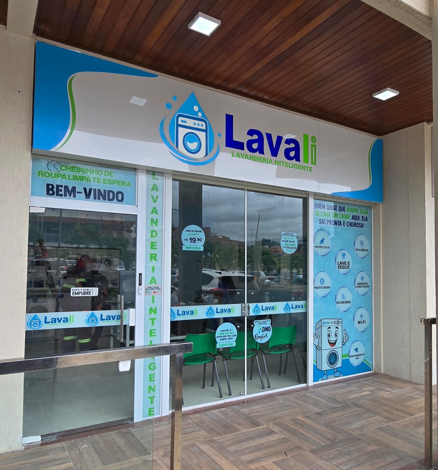 Fachada da Lavali Lavanderia Inteligente no Valle Shopping